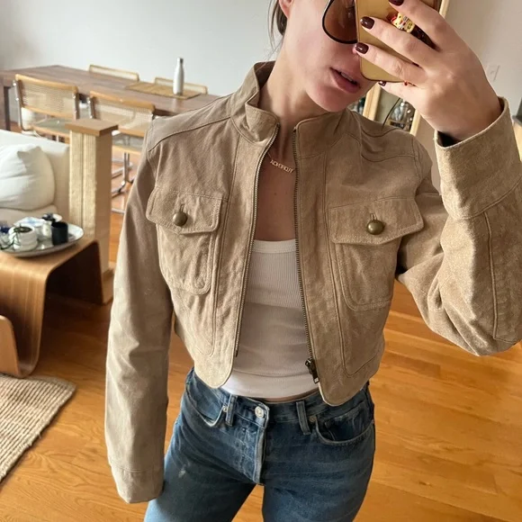 Cropped Suede Leather Jacket - Picture 3 of 7